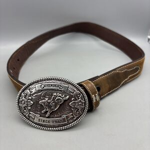 Cavender’s Boys Oval Buckle Rodeo Brown Leather Belt Size 24 Cowboy